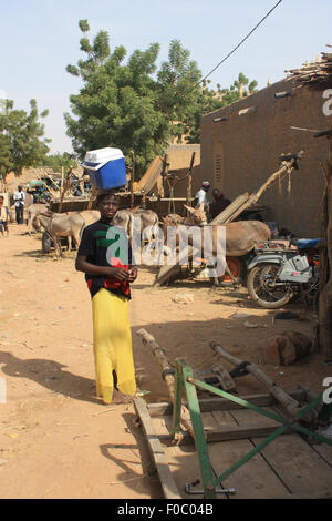 BANDIAGARA, MALI - SEPTEMBER 29, 2008:  Unidentified woman in the market in bandiagara in the Mopti region in Mali on september Stock Photo