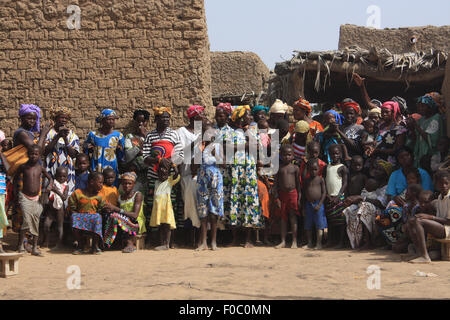 BAMAKO, MALI - OCTOBER 4, 2008:  group of african people during religious ceremony of the tribe of bambara. in Mali on october 4 Stock Photo