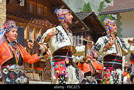 Turkish dancers taking part in the CIME festival for traditional mountain music and dance Stock Photo