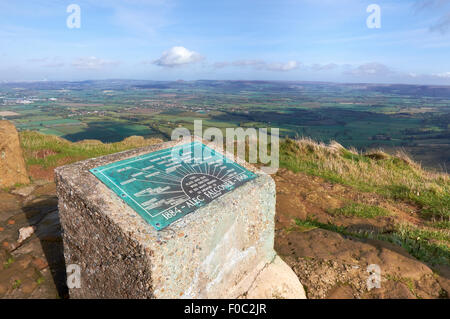 View point and memorial for Alec Falconer on the Cleveland Way North York Moors, UK. Stock Photo