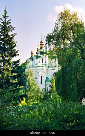 Church and the green trees. Kiev, Ukraine Stock Photo