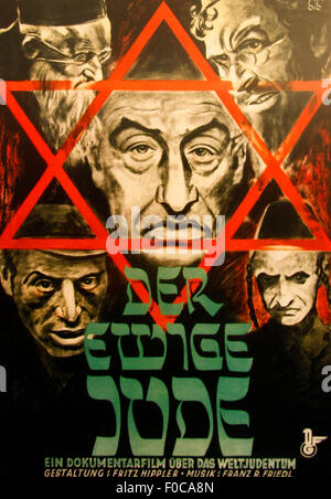 OCTOBER 2010 - OBERSALZBERG: propaganda poster for the Nazi antisemtitic film 'Der ewige Jude' (The Eternal Jew), exhibit in the Stock Photo