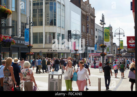 Briggate Leeds, the heart of the city centre retail area, West Yorkshire, UK Stock Photo