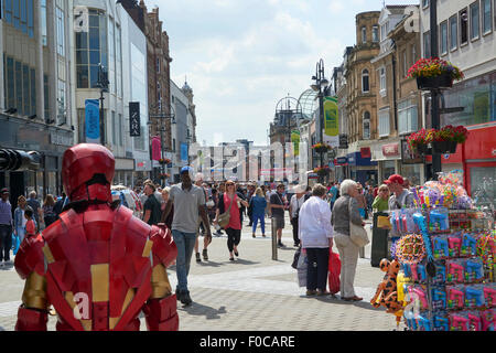 Briggate Leeds, the heart of the city centre retail area, West Yorkshire, UK Stock Photo