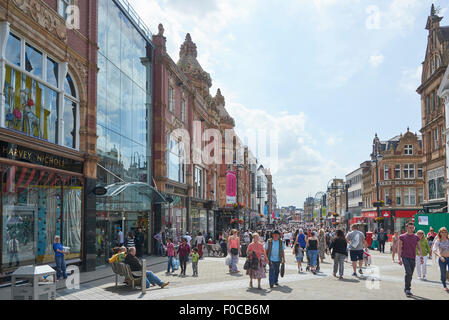 Briggate Leeds, the heart of the city centre retail area, West Yorkshire, UK Stock Photo