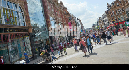 Briggate Leeds, the heart of the city centre retail area, West Yorkshire, UK Stock Photo