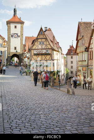 Plönlein, Rothenburg ob der Tauber, Franconia, Bavaria, Germany Stock Photo