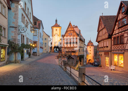 Plönlein, Rothenburg ob der Tauber, Franconia, Bavaria, Germany Stock Photo