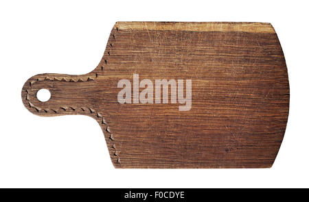 Old cutting board used for cooking. Wood texture. Stock Photo