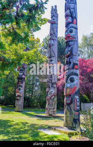 Totems in Thunderbird Park Victoria BC Stock Photo