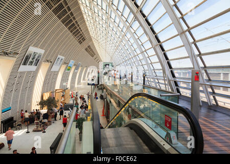 Escalator Inside the modern architectural Avignon TGV railway station Stock Photo