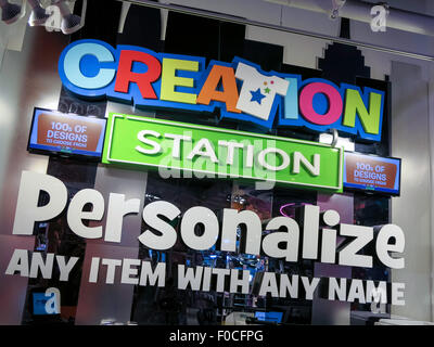 Personalize  Your Merchandise Station, Section Inside Toys R Us, Times Square, NYC Stock Photo