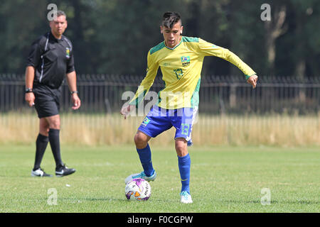 Nottingham, UK. 12th Aug, 2015. 2015 Cerebral Palsy World Games. Football Competition Brasil versus England. Matheus Henrique Rosa Xilaves of Brasil traps the ball © Action Plus Sports/Alamy Live News Stock Photo