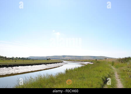 View down the River Ouse towards the South Downs, near Lewes, East Sussex Stock Photo