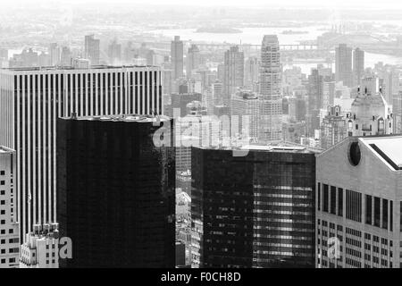 View from Top of the Rock Observation Deck, Rockefeller Center, NYC, USA Stock Photo