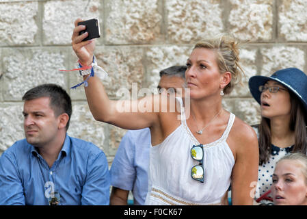 Janica Kostelic at Sinjska Alka in Sinj, Croatia Stock Photo