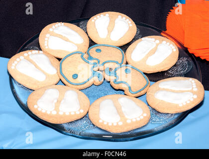 plate of decorated cookies at a baby shower Stock Photo