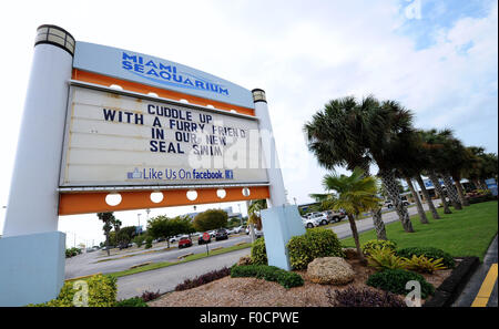 March 26, 2015 - Key Biscayne, Florida, United States - The entrance to Miami Seaquarium, home of killer whale, Lolita. Stock Photo