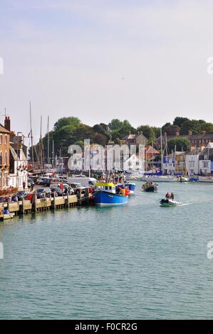 Boat activity on the river at Weymouth harbour, Dorset, England Stock Photo