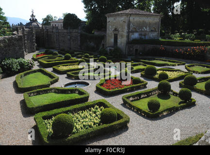 The flower garden at the Villa Torrigiani, a Tuscan historic villa dating from the second half of the sixteenth century. Stock Photo