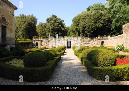 The flower garden at the Villa Torrigiani, a Tuscan historic villa dating from the second half of the sixteenth century. Stock Photo