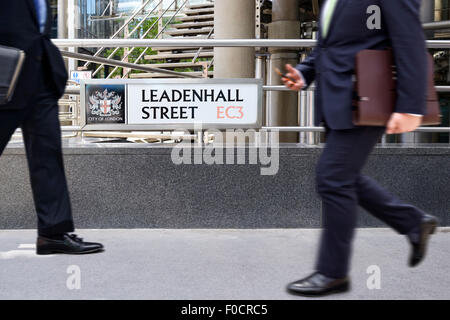 Businessmen in Leadenhall Street, London Financial District, United Kingdom Stock Photo