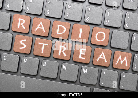 Brown radio stream key on keyboard Stock Photo
