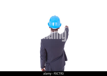 African American architect  white pointing finger - black people Stock Photo