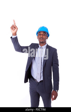 African American architect  white pointing finger - black people Stock Photo