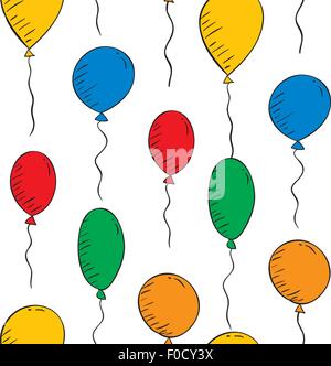 Vector colorful balloons on a white background. Seamless wallpaper Stock Vector