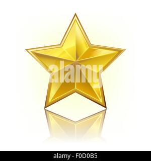 golden five corner star on white Stock Vector