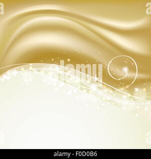 golden background with sparkles and curved lines Stock Vector