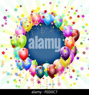 frame with balloons and stars background Stock Vector