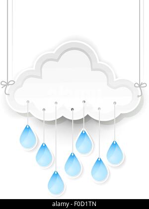 white cloud and hanging rain drops Stock Vector
