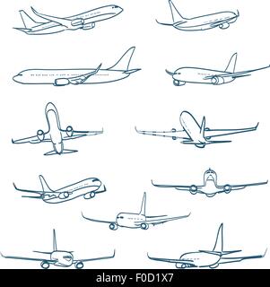 airplanes sketches Stock Vector