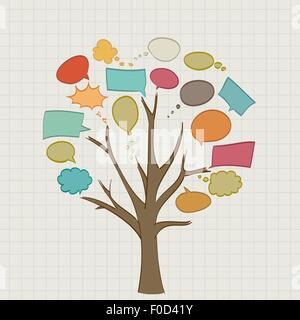 Tree with retro speech bubbles Stock Vector