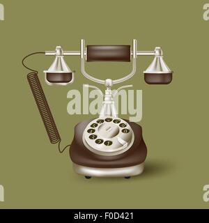 Vintage telephone on green Stock Vector