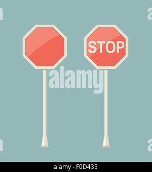 stop road sign with support Stock Vector