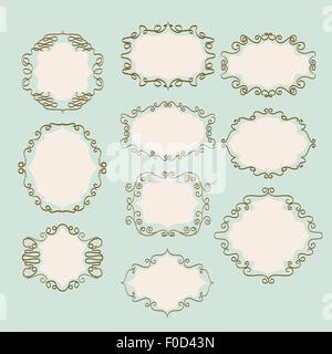 set of vintage doodle frames Stock Vector