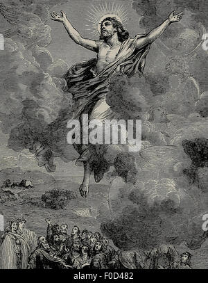 The Ascension of Jesus Christ into Heaven Stock Photo