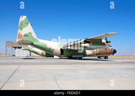 Israeli Air Force C-130 Karnaf on the ramp at Nevatim Air Force Base, Israel. Stock Photo