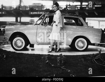 transport / transportation, cars, vehicle variants, 'Toyota Publica', on exhibition, Tokyo, Japan, 1961, Additional-Rights-Clearences-Not Available Stock Photo