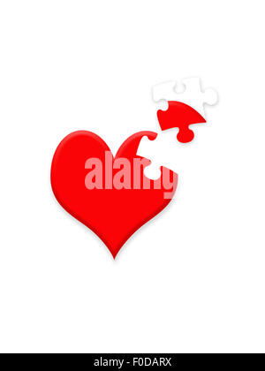 Valentine illustration showing heart with missing jigsaw piece Stock Photo