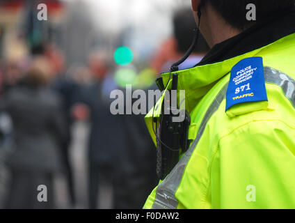 Closeup of a Community Support Police Officer Stock Photo