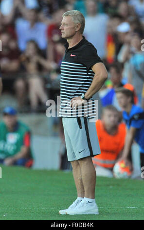 Coach of AC Sparta Zdenek Scasny pictured during the third qualifying round of the Champions League return match between AC Sparta Prague and CSKA Moscow in Prague, Czech Republic, on Wednesday, August 5, 2015. Stock Photo