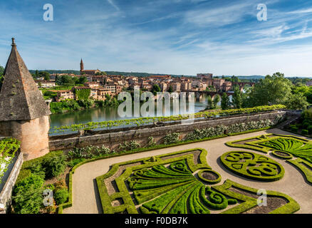 View over River Tarn from Palais de la Berbie, Berbie Palace, Albi, Tarn, Midi-Pyrenees, France Stock Photo