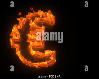 Burning euro symbol, sign, euro crisis Stock Photo