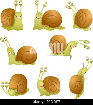 set of cute cartoon snails. vector illustration Stock Vector