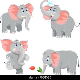 cartoon elephant set. vector illustration Stock Vector