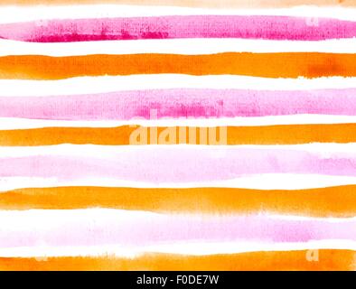 grunge orange and red striped watercolor background Stock Vector